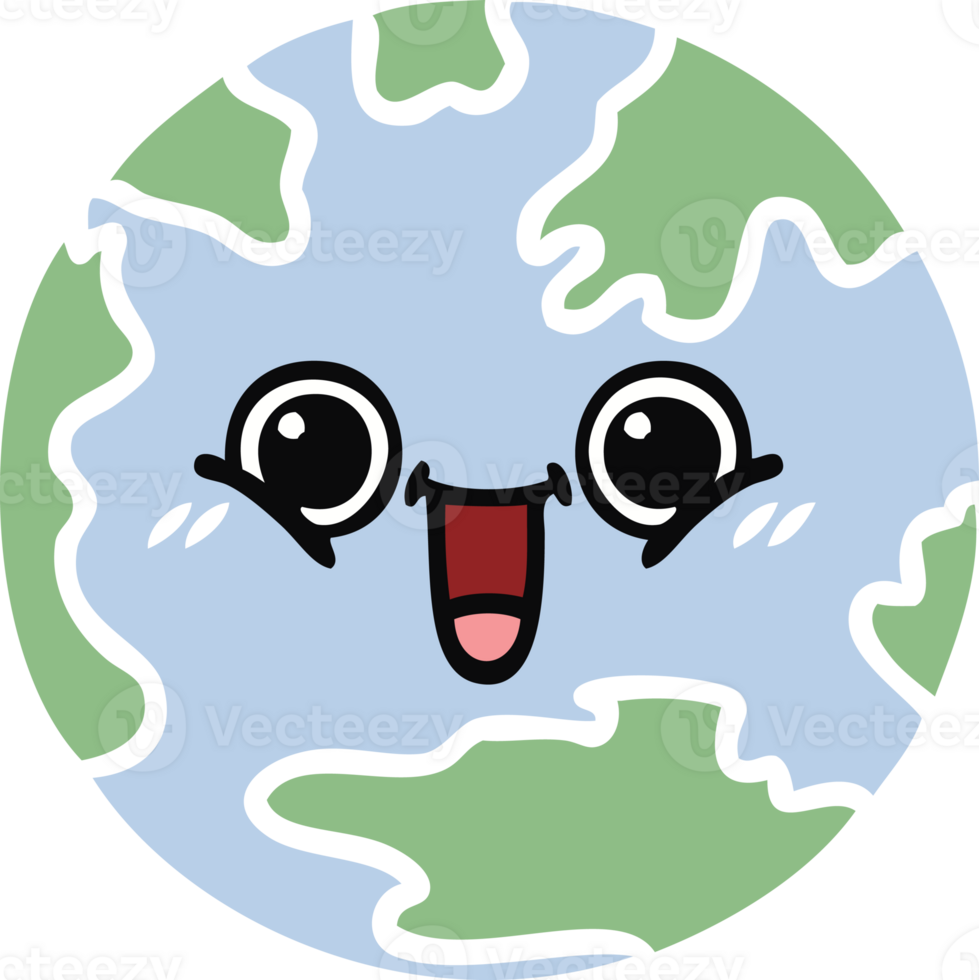 flat color retro cartoon of a planet earth png