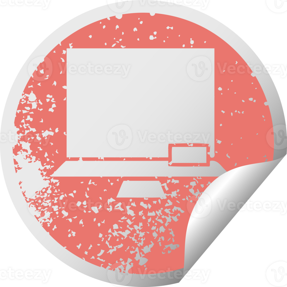 distressed circular peeling sticker symbol of a white board png