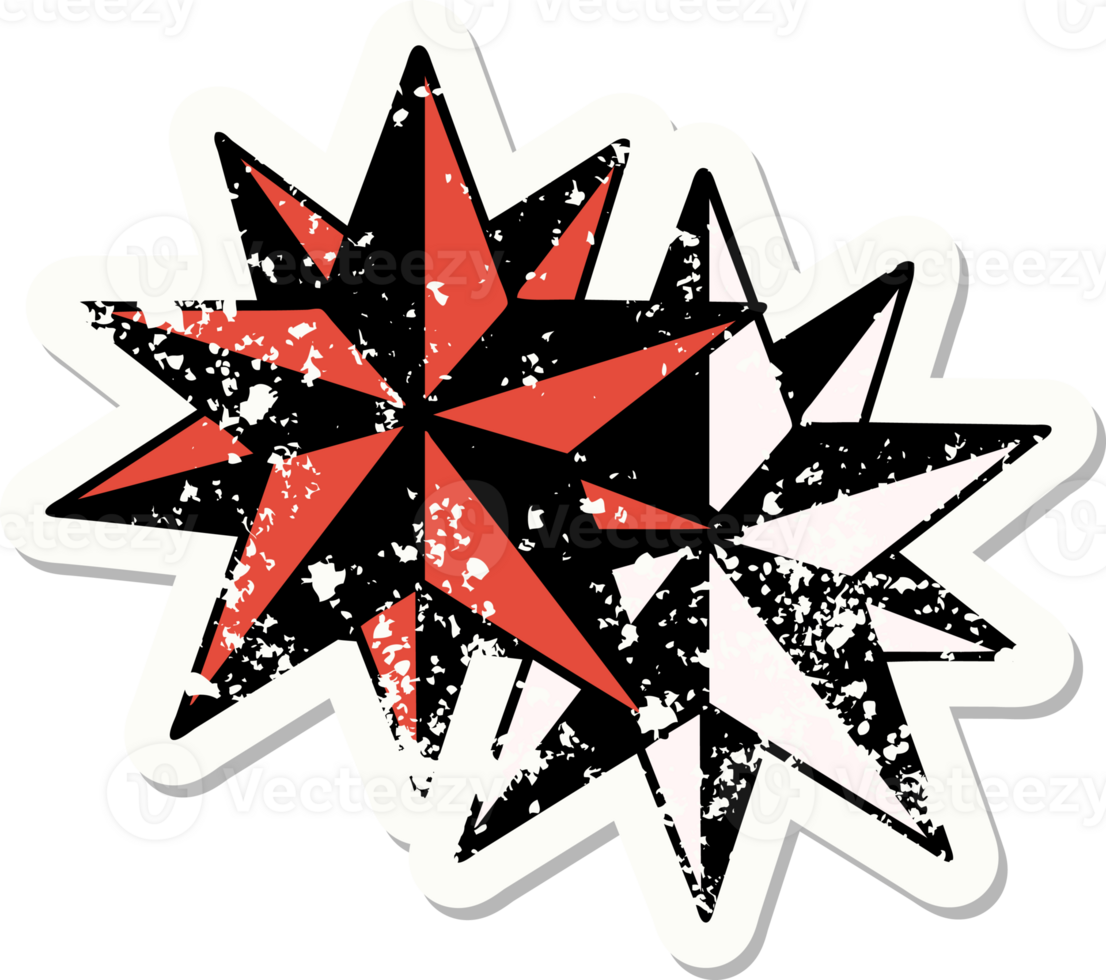 distressed sticker tattoo in traditional style of stars png