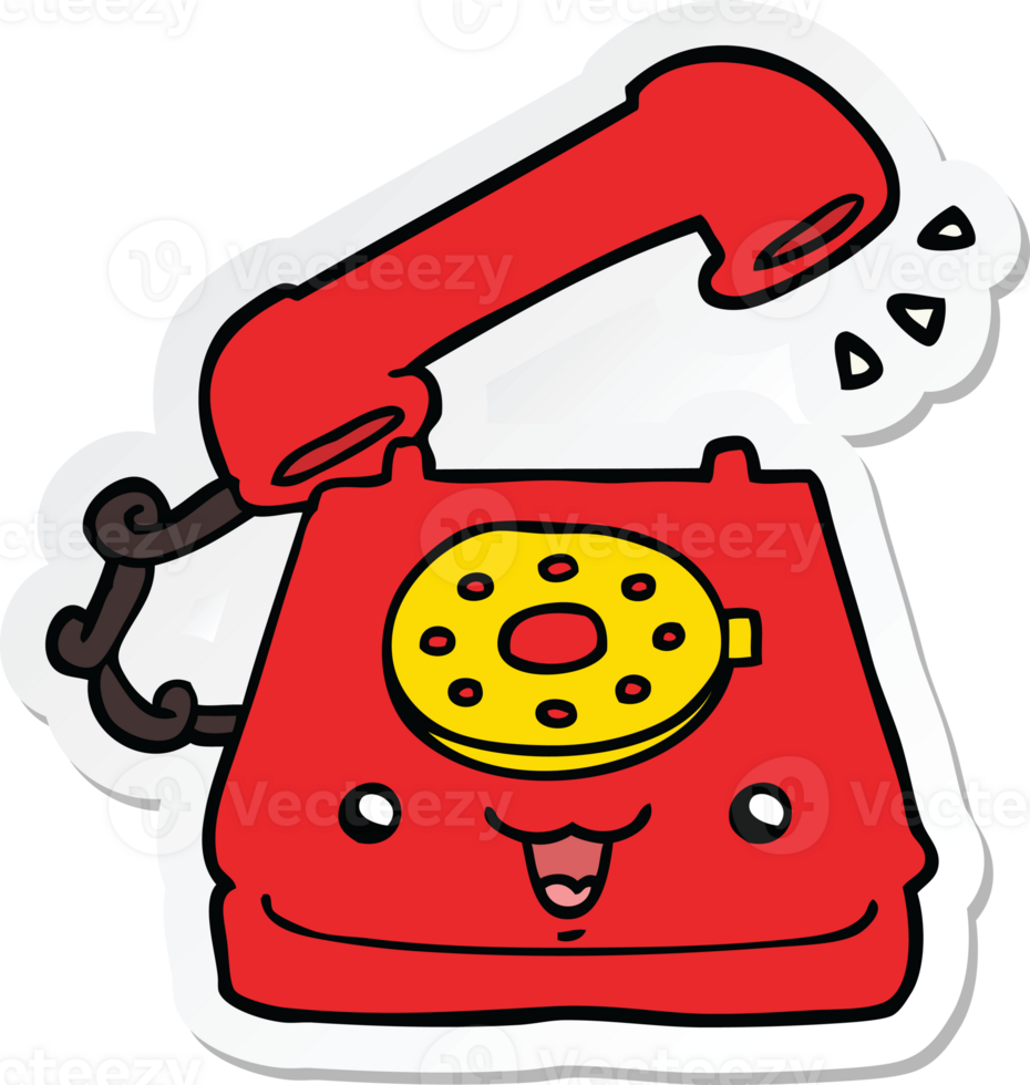 sticker of a cute cartoon telephone png