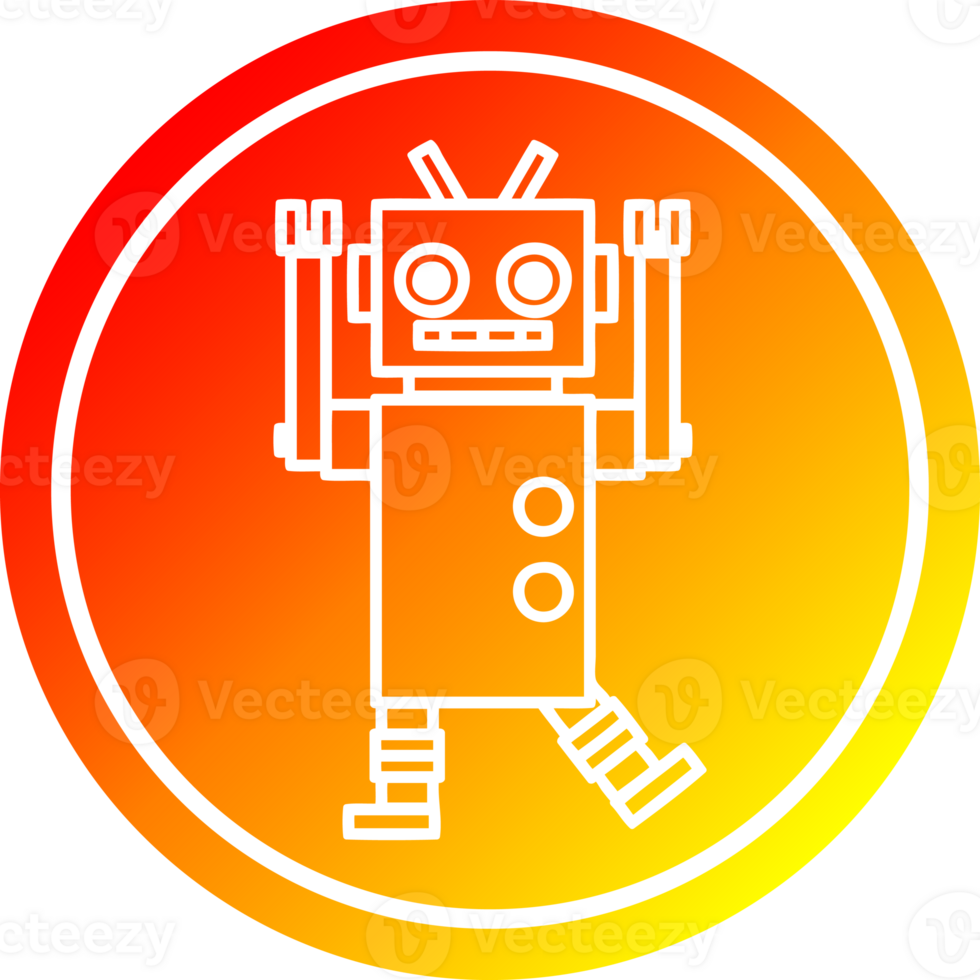 dancing robot circular icon with warm gradient finish png