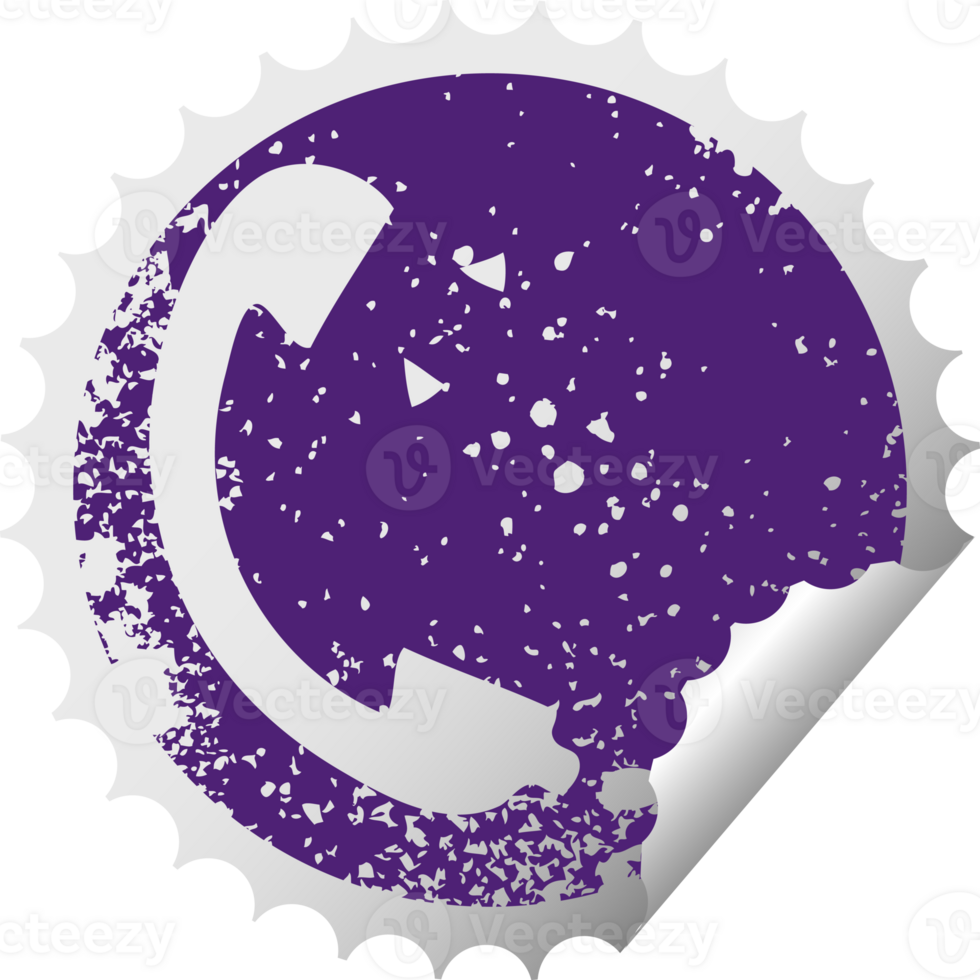 distressed circular peeling sticker symbol of a telephone receiver png