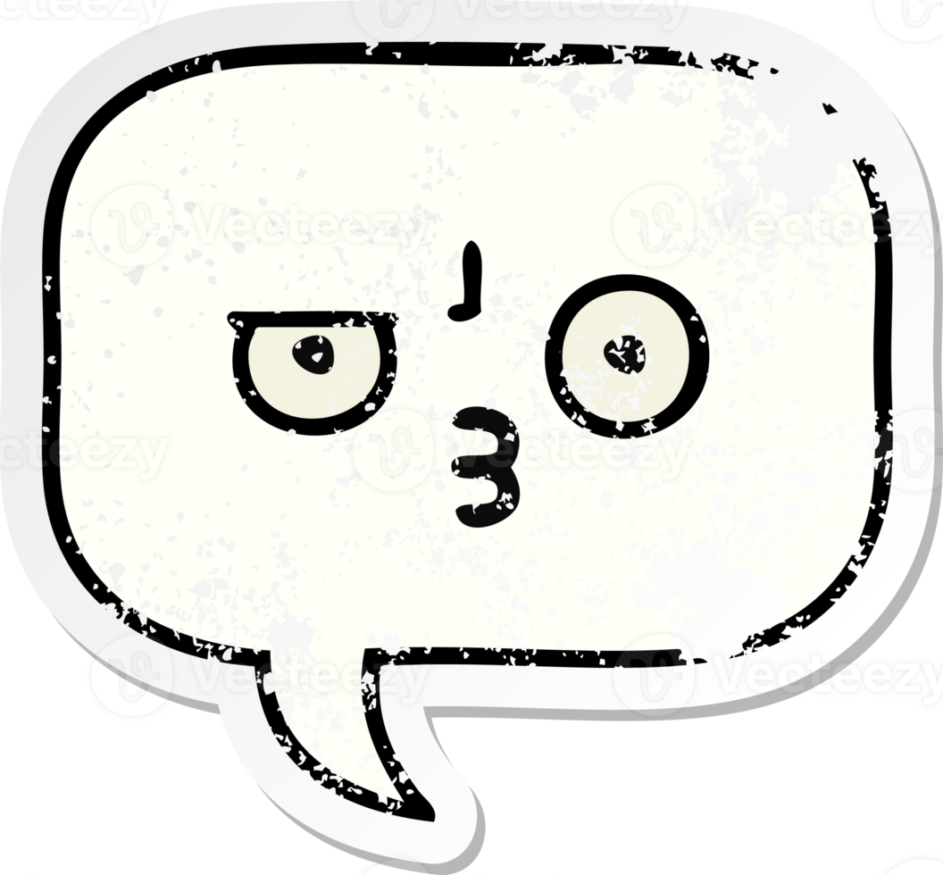 distressed sticker of a cute cartoon speech bubble png