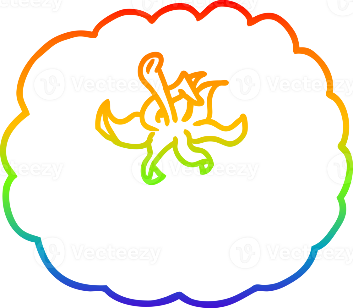 rainbow gradient line drawing of a cartoon tomato png