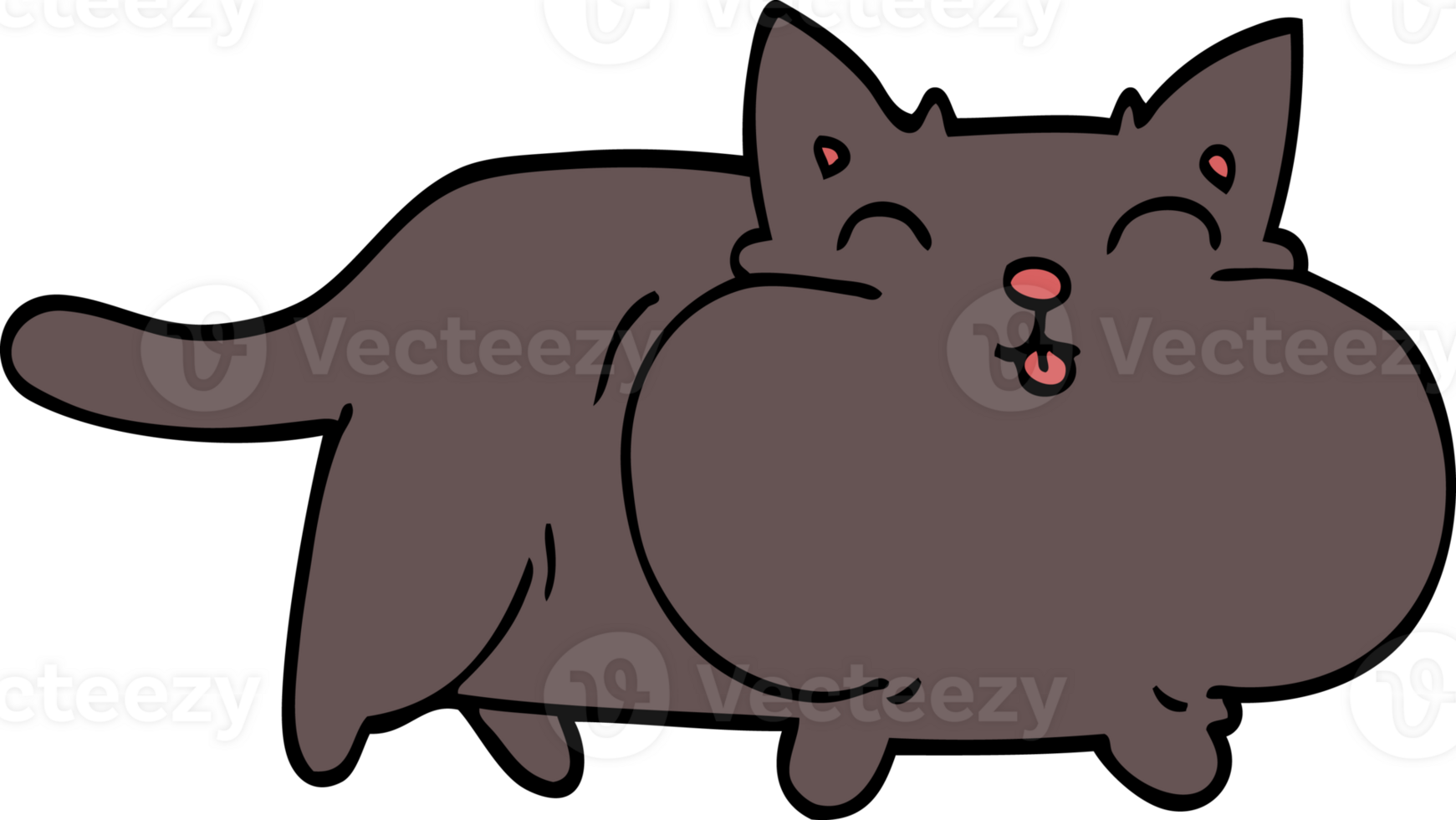 cartoon doodle fat cat png