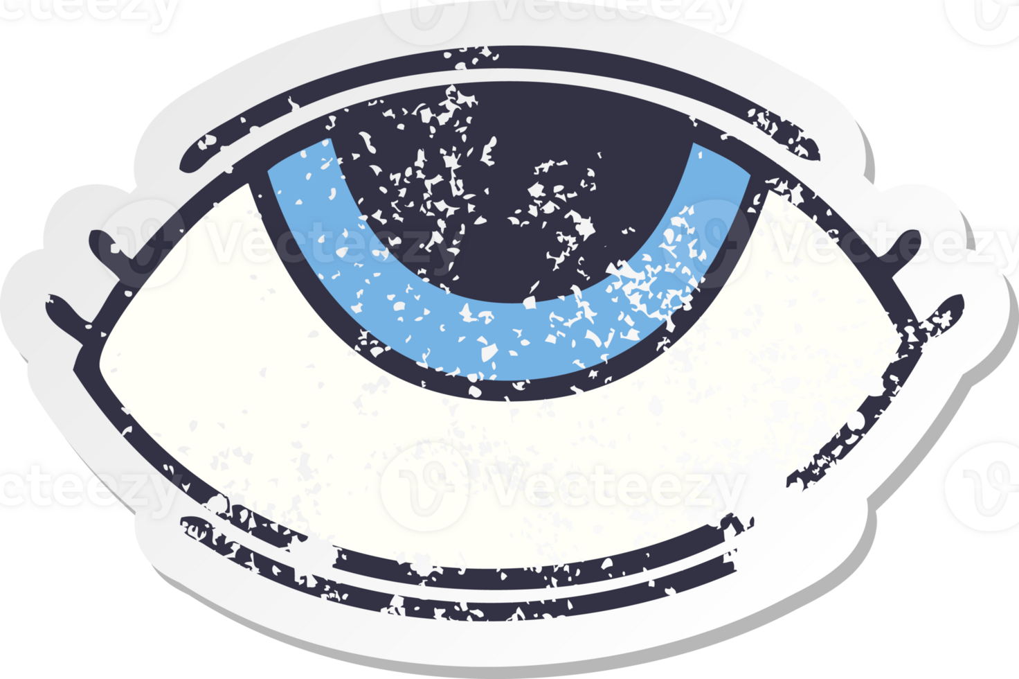 distressed sticker of a cute cartoon eye looking up png