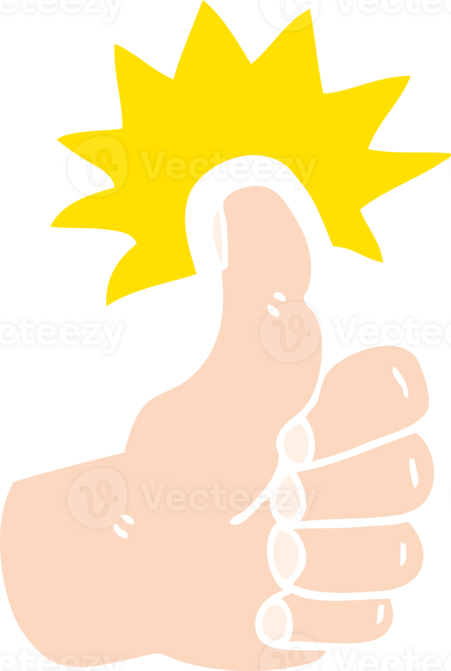 flat color illustration cartoon thumbs up symbol png