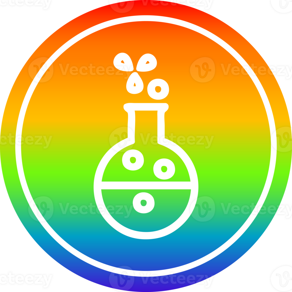 science experiment circular icon with rainbow gradient finish png