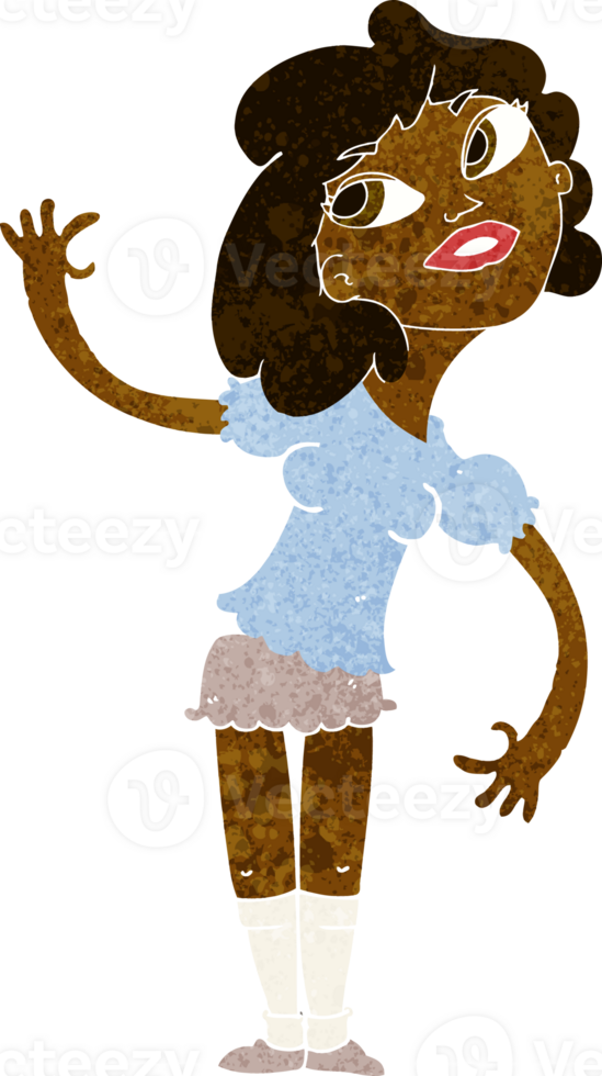 cartoon woman waving png