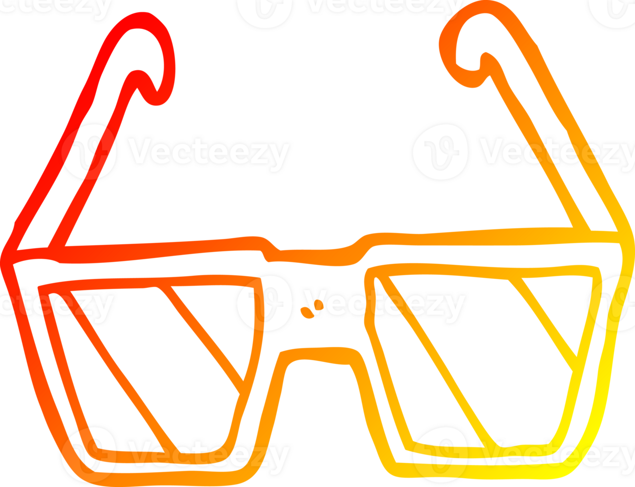 warm gradient line drawing of a cartoon glasses png