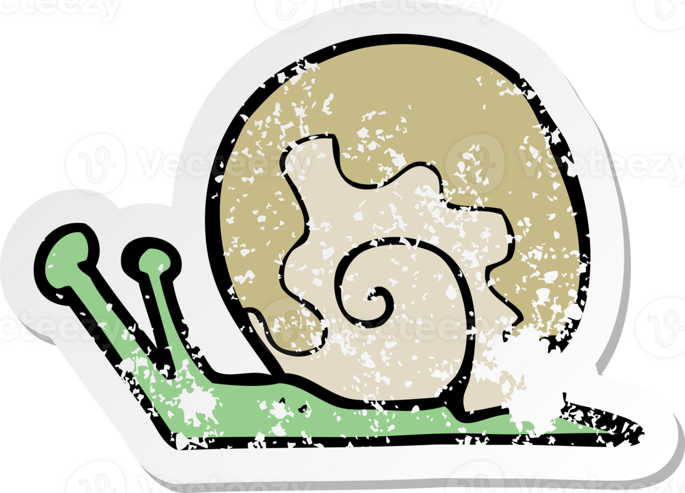 retro distressed sticker of a cartoon snail png