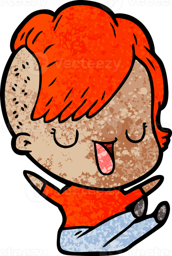 cute cartoon girl with hipster haircut png