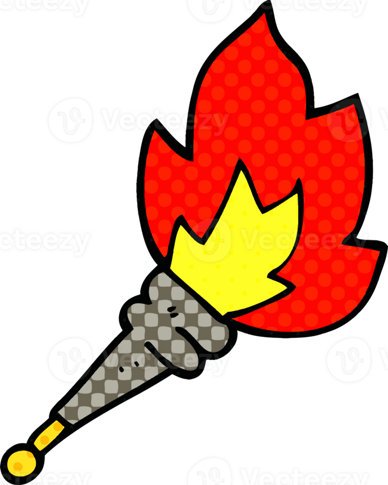 cartoon doodle flaming torch png