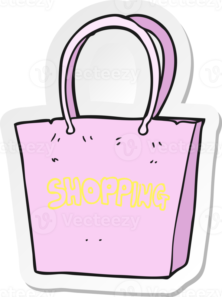 sticker of a cartoon shopping bag png