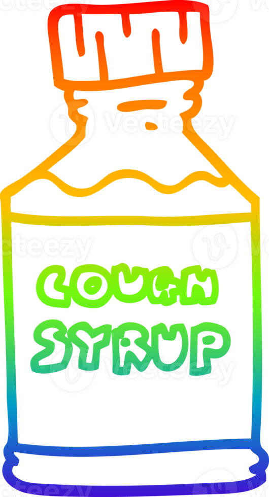 rainbow gradient line drawing of a cartoon cough syrup png