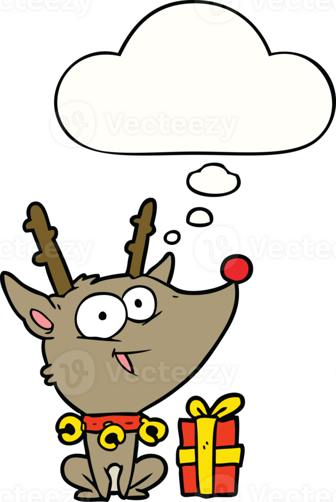 cartoon christmas reindeer with thought bubble png