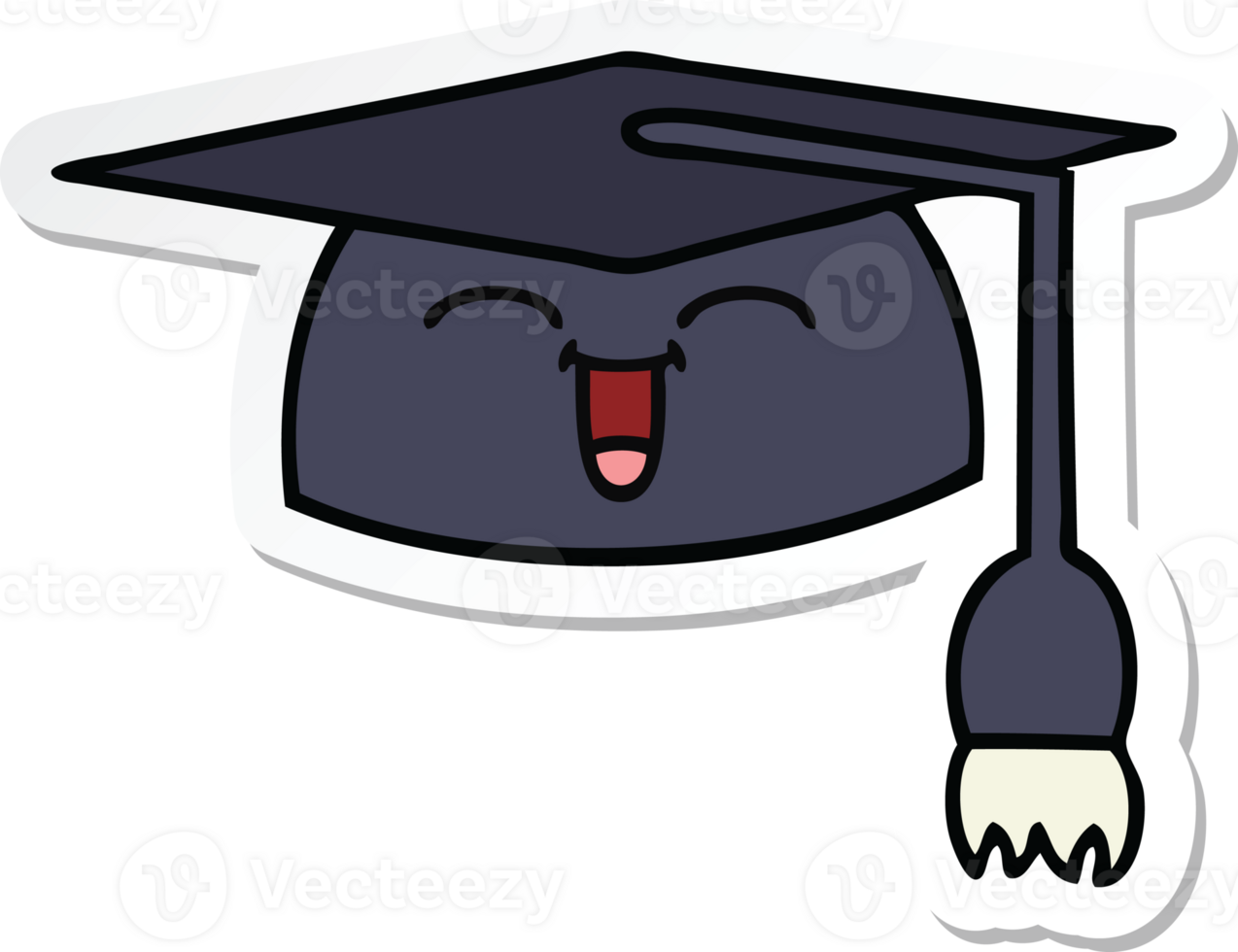 sticker of a cute cartoon graduation hat png