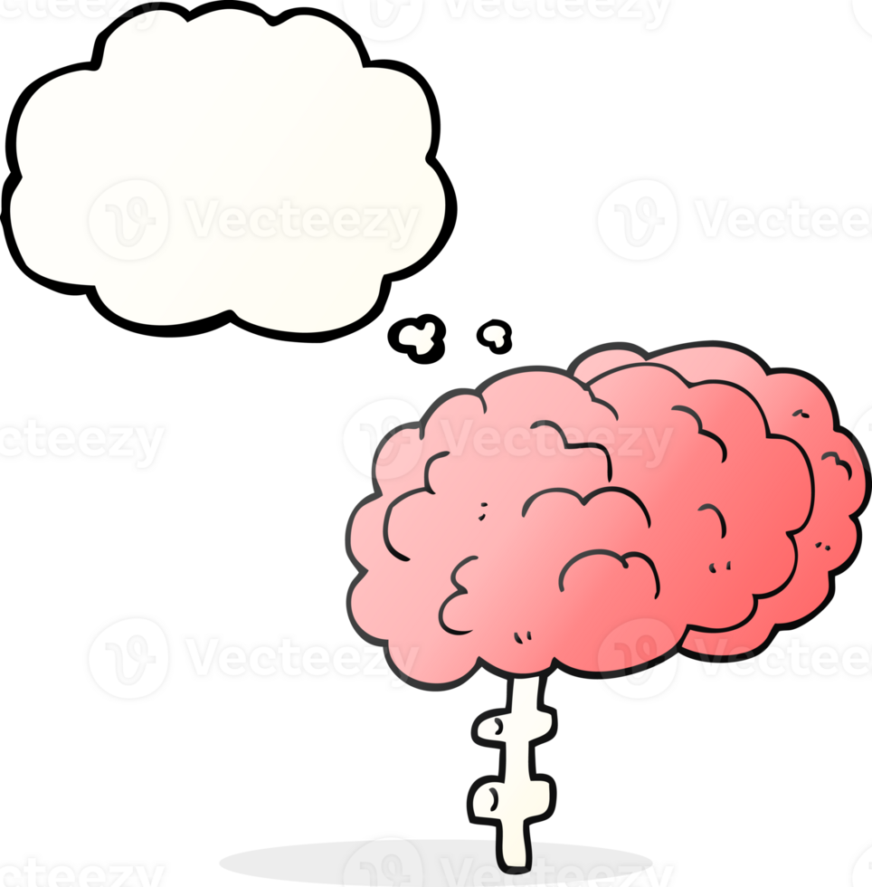 hand drawn thought bubble cartoon brain png