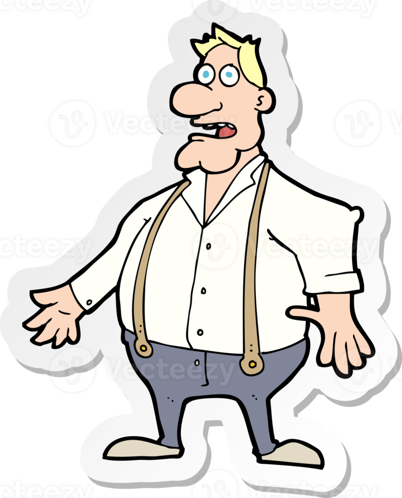 sticker of a cartoon shocked man png