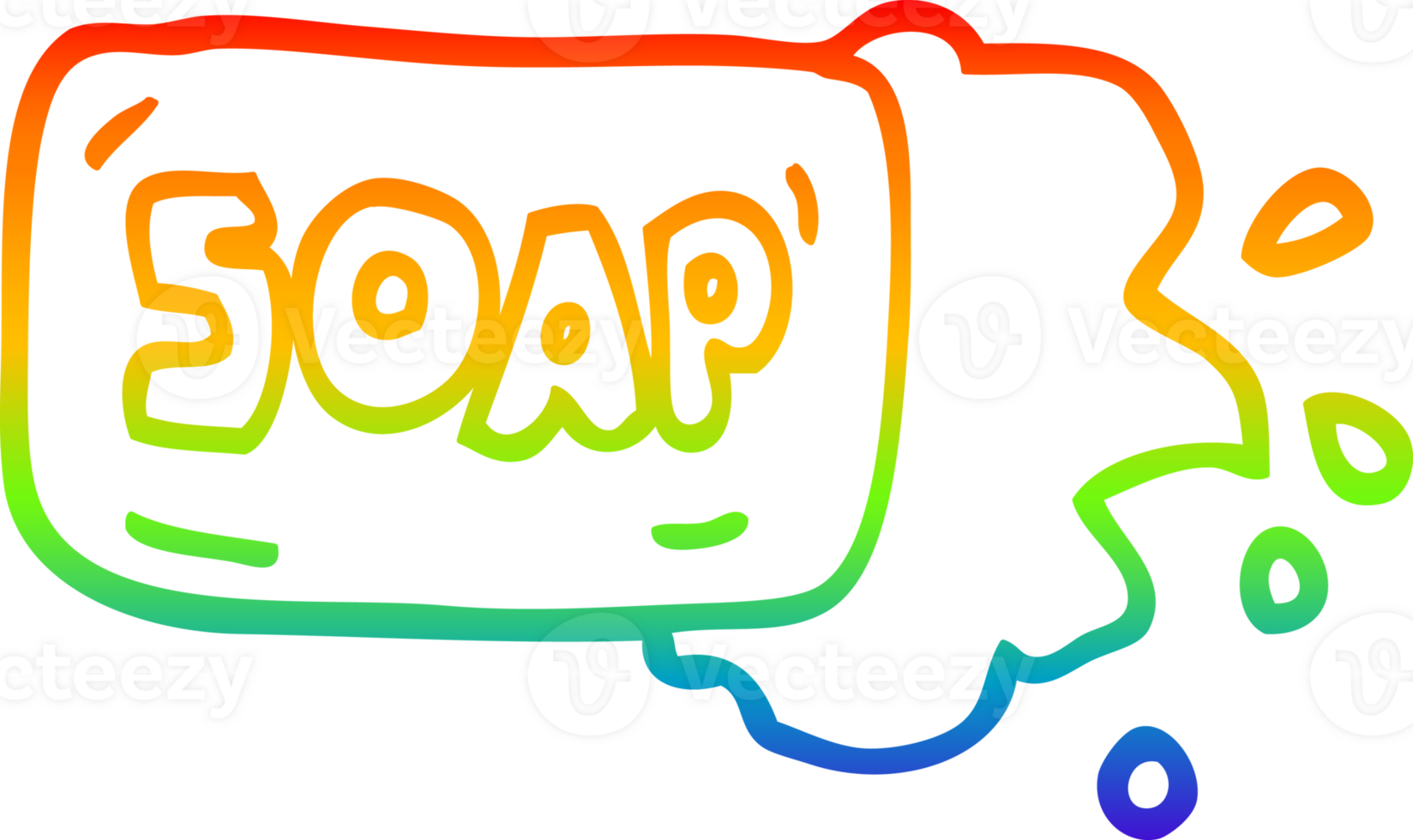 rainbow gradient line drawing of a cartoon bar of soap png