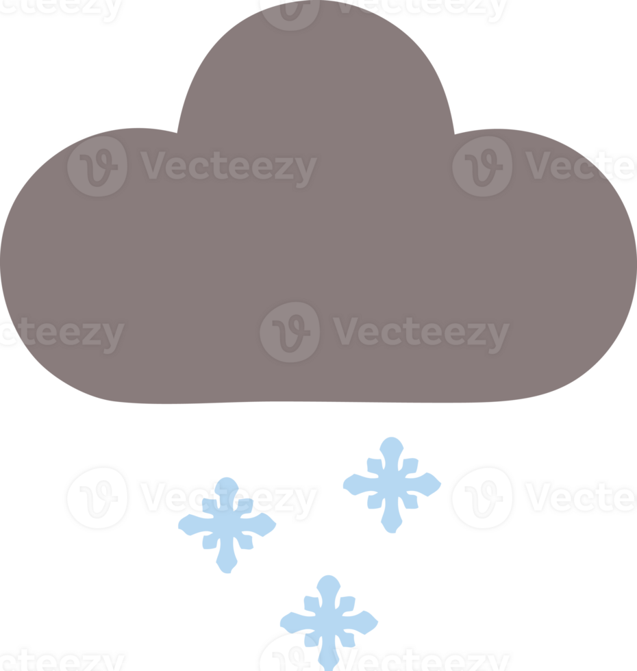 flat color retro cartoon of a storm snow cloud png