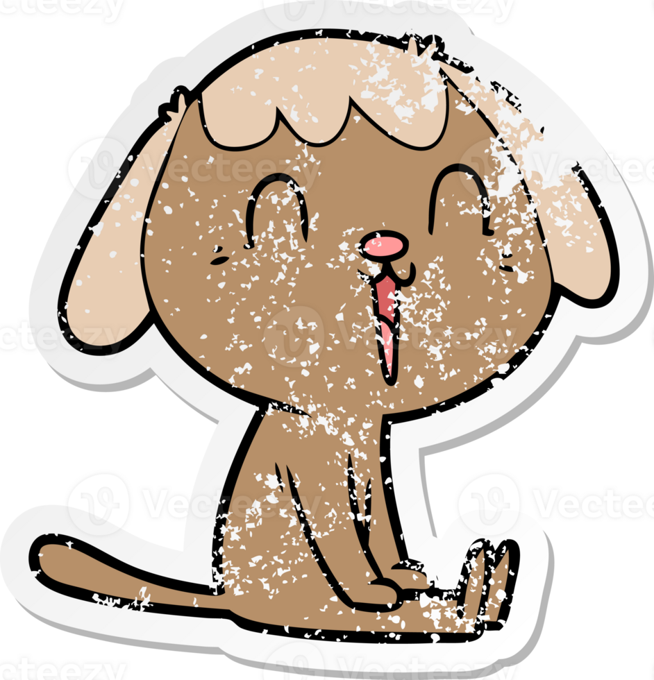 distressed sticker of a cute cartoon dog png
