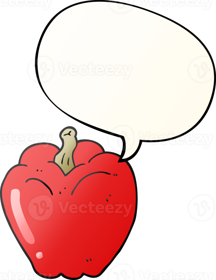 cartoon pepper with speech bubble in smooth gradient style png