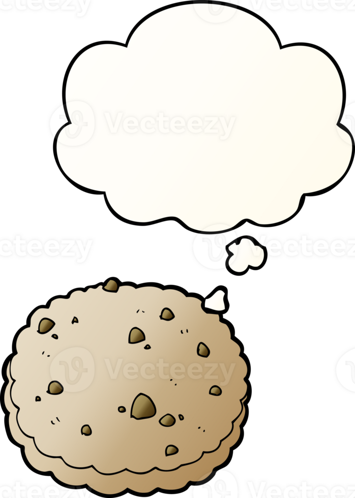 cartoon biscuit with thought bubble in smooth gradient style png