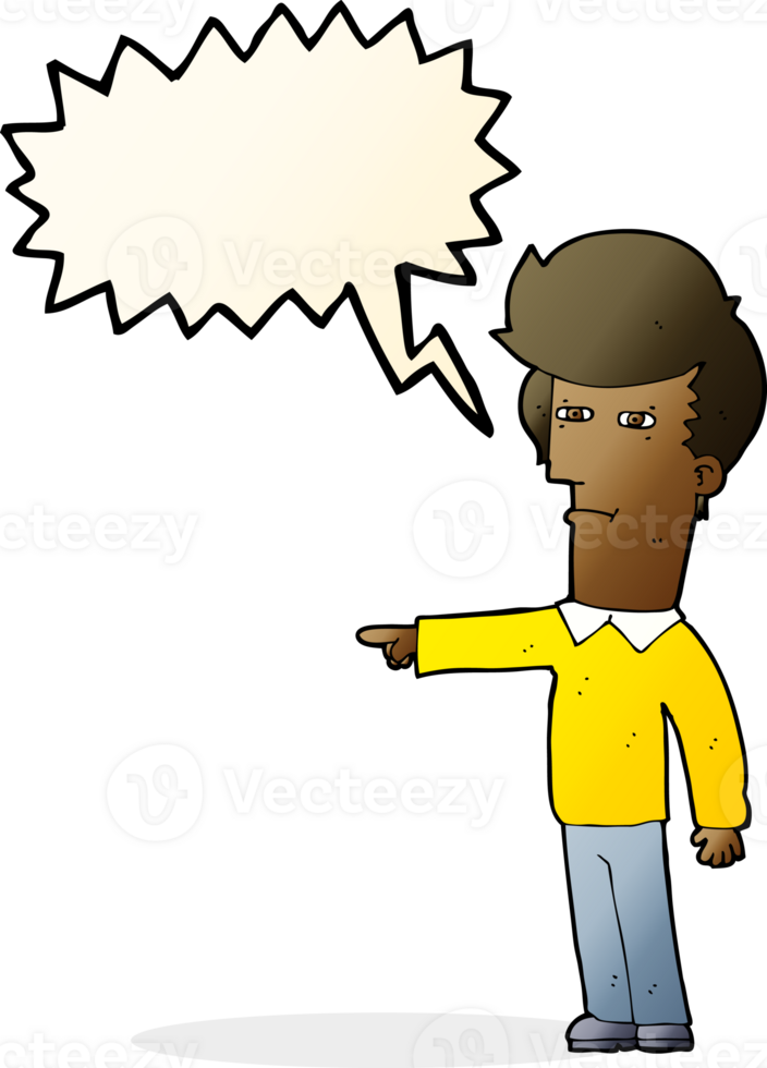 cartoon man blaming with speech bubble png
