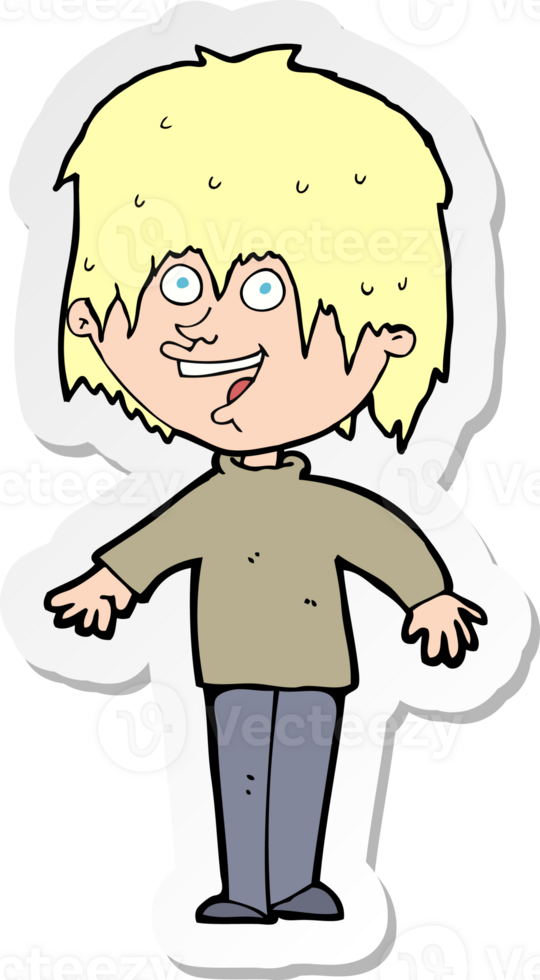sticker of a cartoon excited man png