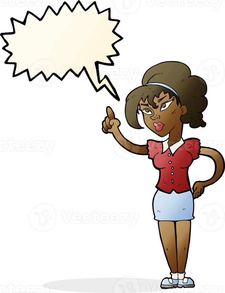 cartoon woman with idea with speech bubble png