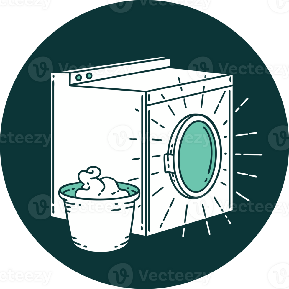 icon of a tattoo style washing machine png