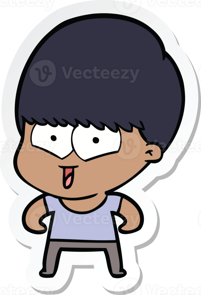 sticker of a cartoon happy boy png