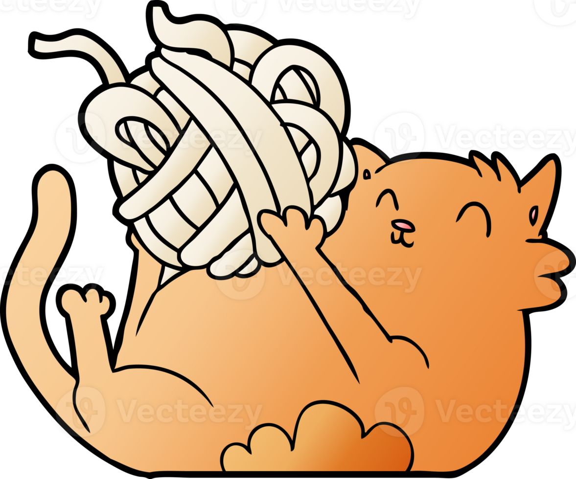 cartoon cat playing with ball of string png