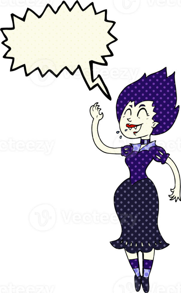 hand drawn comic book speech bubble cartoon vampire girl png