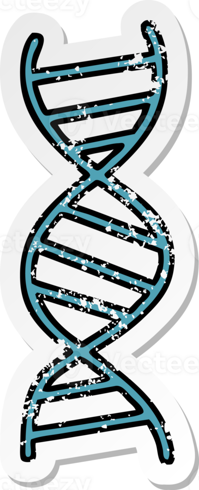 distressed sticker of a cute cartoon DNA strand png