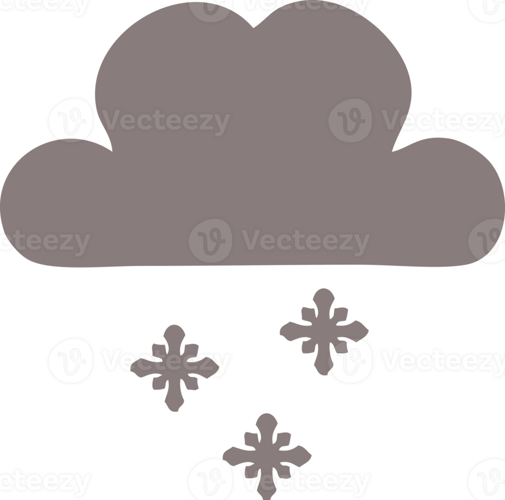 flat color retro cartoon of a storm snow cloud png