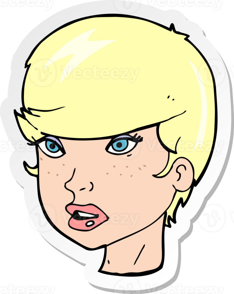 sticker of a cartoon pretty female face png