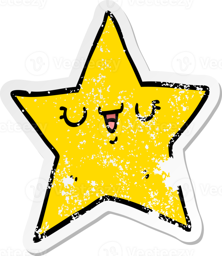 vinheta angustiada de uma estrela de desenho animado png