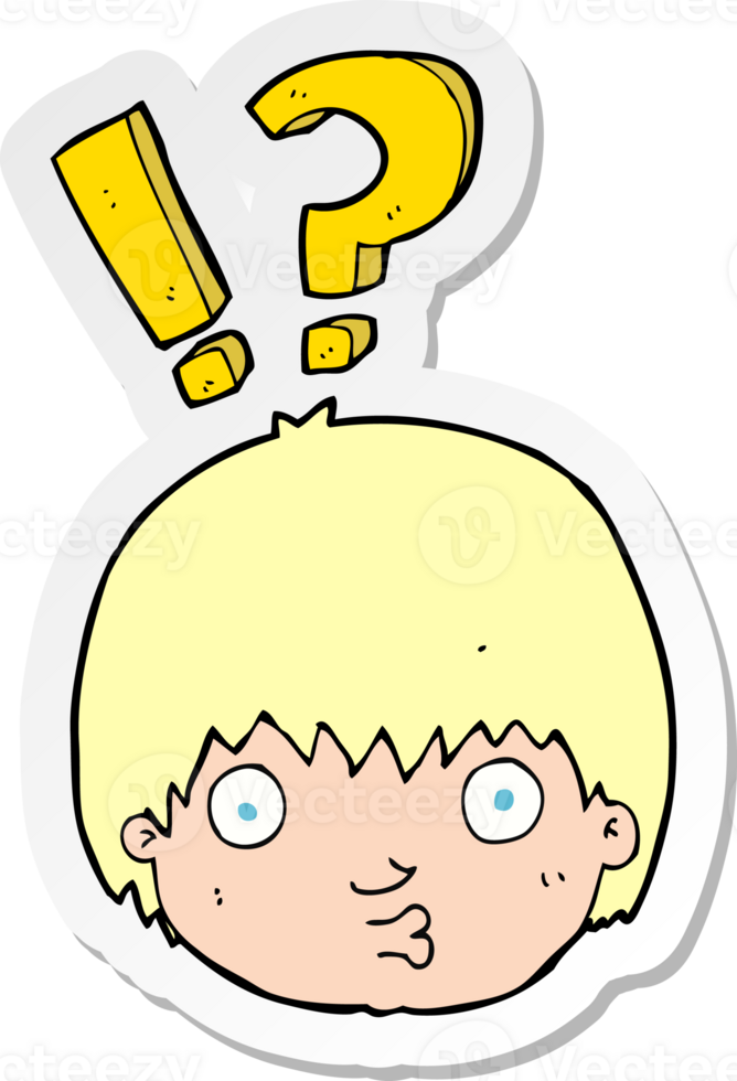 sticker of a cartoon curious face png