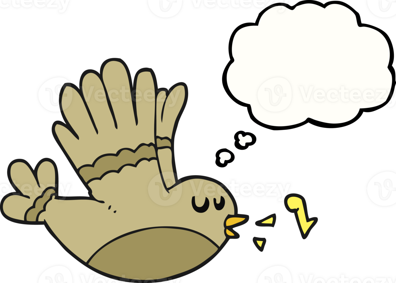 hand drawn thought bubble cartoon singing bird png