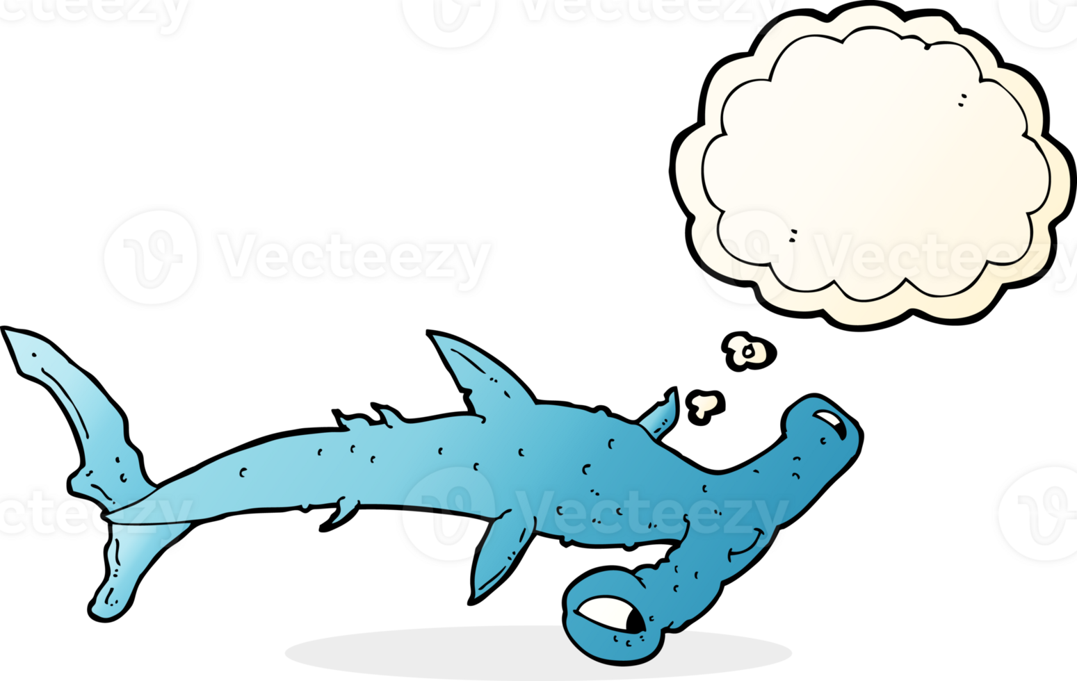 cartoon hammerhead shark with thought bubble png
