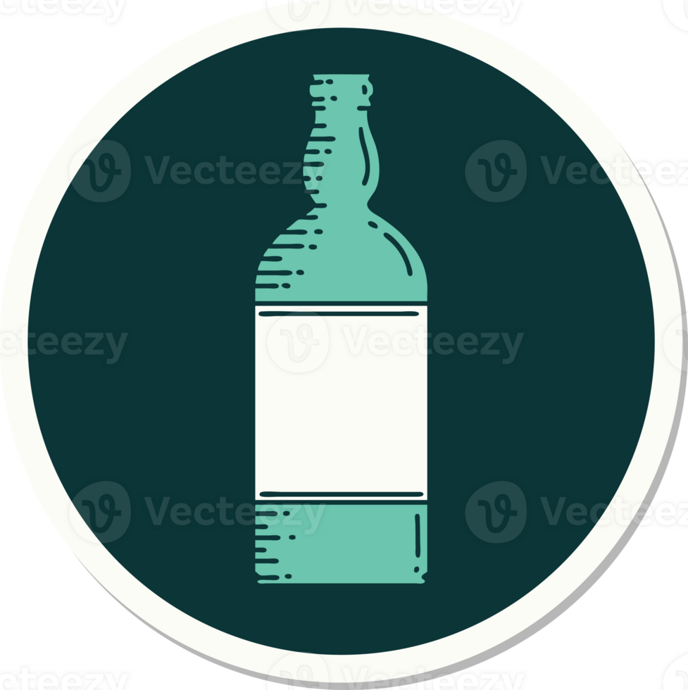sticker of tattoo in traditional style of a bottle png