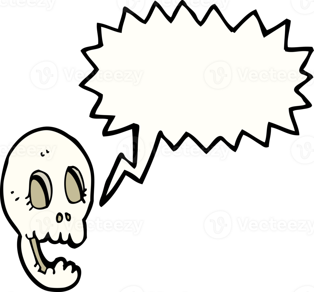 funny cartoon skull with speech bubble png