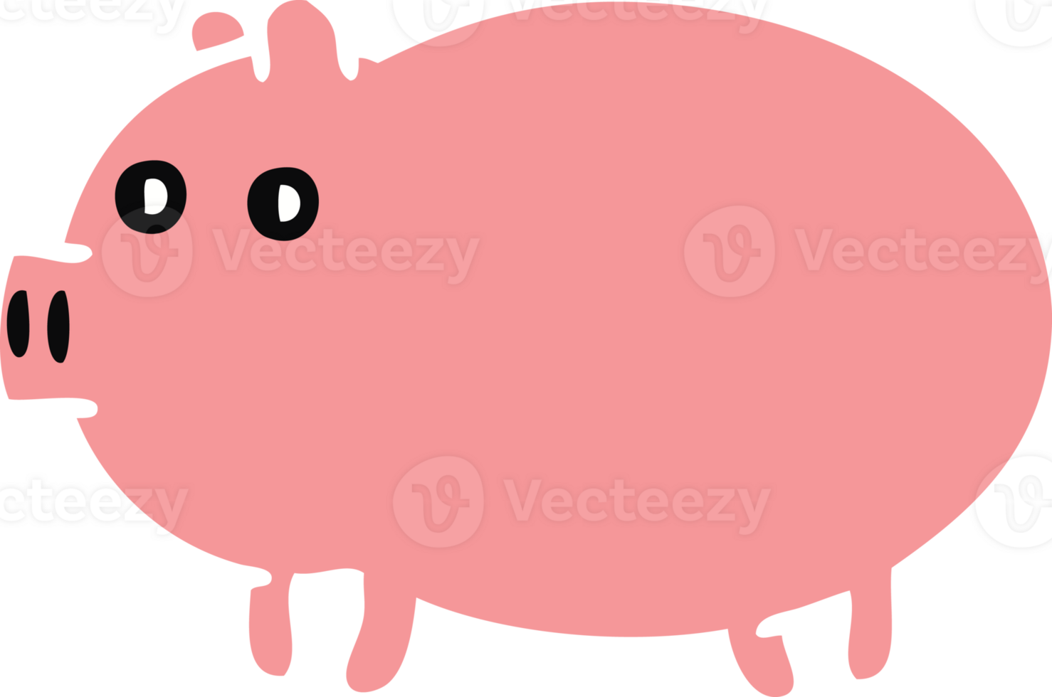 flat color retro cartoon of a fat pig png