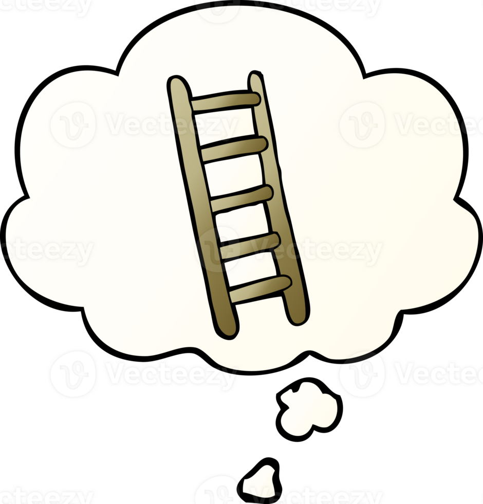 cartoon ladder with thought bubble in smooth gradient style png
