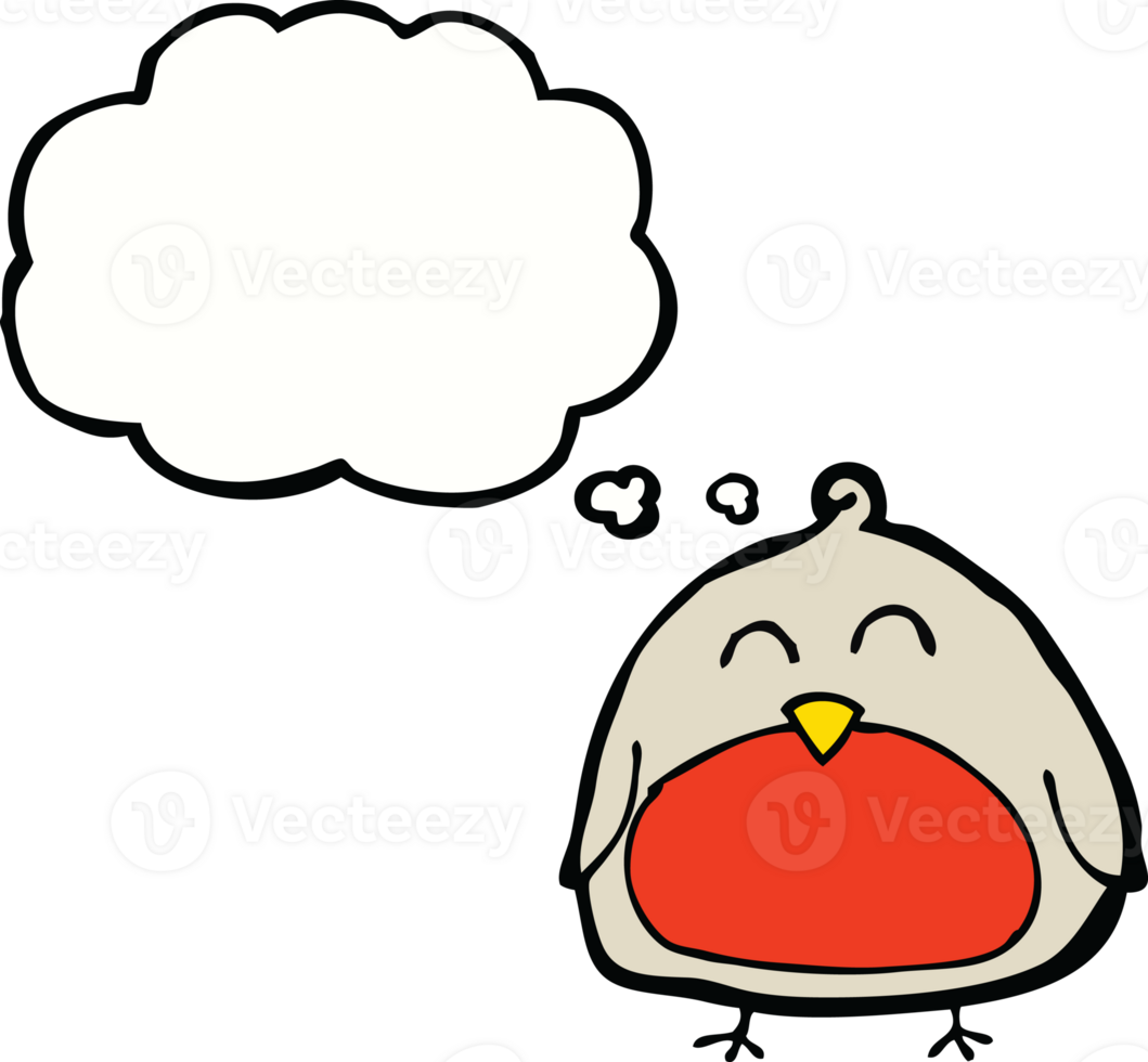 funny cartoon christmas robin with thought bubble png