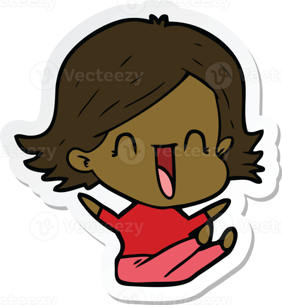 sticker of a cartoon laughing woman png