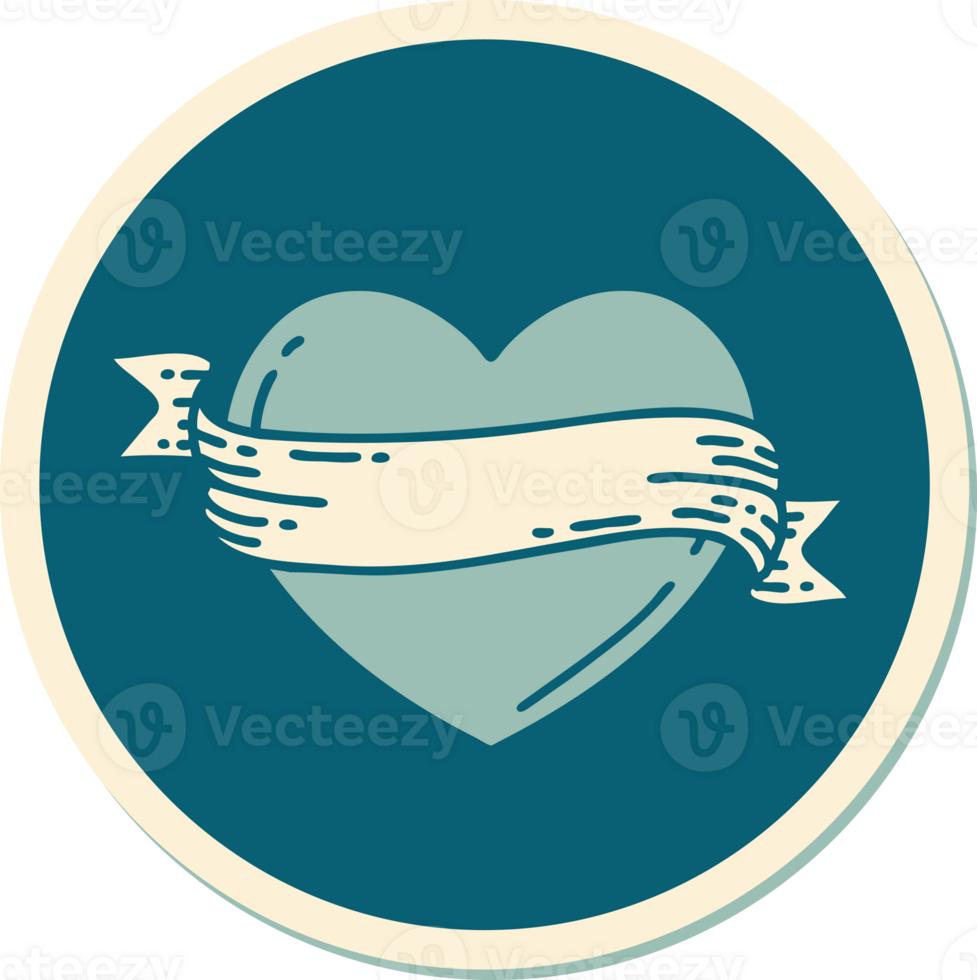 sticker of tattoo in traditional style of a heart and banner png