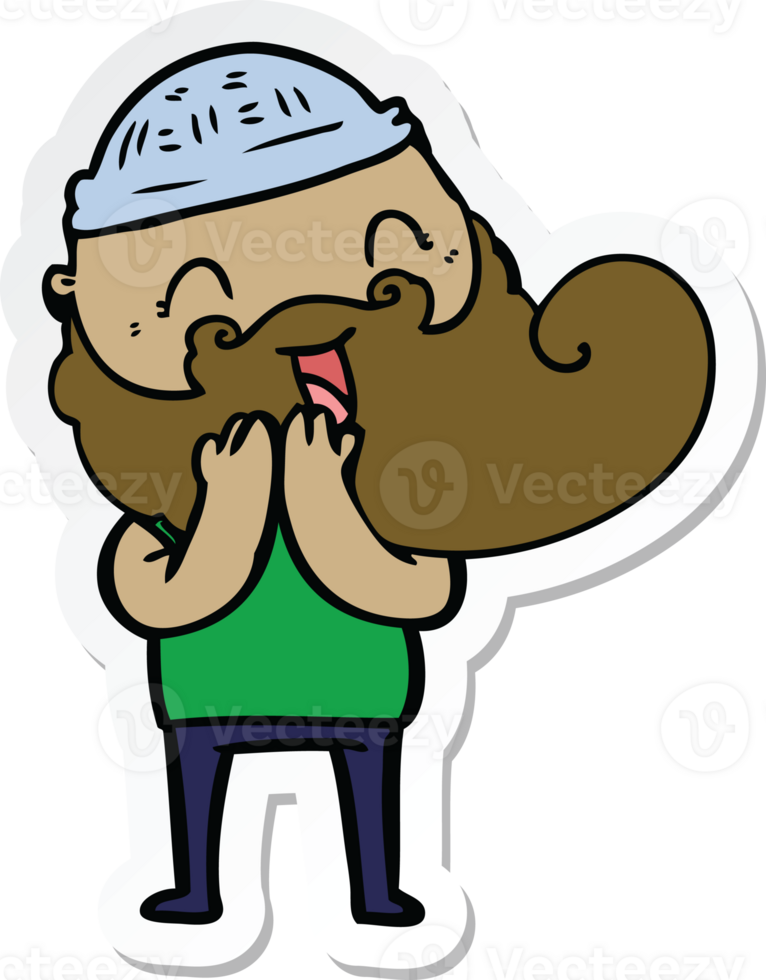 sticker of a happy bearded man laughing png
